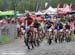 Katrin Leumann at the front at the start of the women