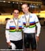 Points Race winners Tara Whitten and Cam Meyer  		CREDITS: Rob Jones  		TITLE: 2010 Track World Championships Copenhagen, Denmark  		COPYRIGHT: Rob Jones/CANADIANCYCLIST