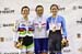 Women Keirin podium: Anna Meares, Shuang Guo, Monique Sullivan 		CREDITS:  		TITLE: UCI Track Cycling World Cup II 2015-16 - Cambridge, New Zealand  		COPYRIGHT: (C) Copyright 2015 Guy Swarbrick All rights reserved