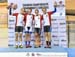 Women Team Pursuit podium: Georgia Simmerling, Laura Brown, Jasmin Glaesser, Stephanie Roorda 		CREDITS:  		TITLE: 2015-16 Track Nationals 		COPYRIGHT: Rob Jones/www.canadiancyclist.com 2015 -copyright -All rights retained - no use permitted without prior