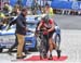 The bike change was difficult for most of the riders who chose to use it 		CREDITS:  		TITLE: 2017 Road World Championships, Bergen, Norway 		COPYRIGHT: Rob Jones/www.canadiancyclist.com 2017 -copyright -All rights retained - no use permitted without prio
