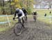 Derrick St John (Trek/Hyperthreads Racing) leads the chase group of the 2 leaders 		CREDITS:  		TITLE: 2019 Cyclocross National Championships 		COPYRIGHT: Rob Jones/www.canadiancyclist.com 2019 -copyright -All rights retained - no use permitted without pr
