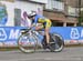 Anna Solovey (Ukraine)led through both splits but had to settle for silver 		CREDITS:  		TITLE: 2014 Road World Championships Ponferrada Spain 		COPYRIGHT: Rob Jones/www.canadiancyclist.com 2014 -copyright -All rights retained - no use permitted without p
