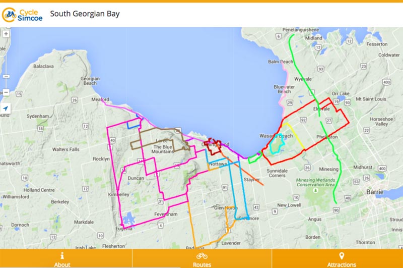 Oro Medonte Ontario Map Canadian Cyclist Cycle Simcoe Launches Interactive Mobile Map (Ontario)