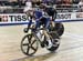Last 2 riders in teh Elimination Race, Benjamin Thomas (France) and Campbell Stewart (New Zealand) 		CREDITS:  		TITLE: Track World Cup Milton 2018 		COPYRIGHT: Rob Jones/www.canadiancyclist.com 2018 -copyright -All rights retained - no use permitted with
