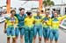 Team Australia celebrate 		CREDITS:  		TITLE: Commonwealth Games, Gold Coast 2018 		COPYRIGHT: Rob Jones/www.canadiancyclist.com 2018 -copyright -All rights retained - no use permitted without prior; written permission