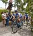 Sylvan Adams leads the team on their ride at the Holocaust Memorial (Yad Vashem). At the top is an actual box car used to transport Jews to the death camps 		CREDITS:  		TITLE:  		COPYRIGHT: ROB JONES/CANADIAN CYCLIST
