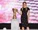 Israeli supermodel Bar Refaeli presented the trophy to the public 		CREDITS:  		TITLE: Giro d Italia 		COPYRIGHT: Rob Jones/www.canadiancyclist.com 2018 -copyright -All rights retained - no use permitted without prior; written permission