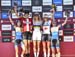 Womens podum:  l to r - Yana Belomoina, Annika Langvad, Jolanda Neff, Emily Batty, Anne Tauber 		CREDITS:  		TITLE: 2018 MSA MTB World Cup 		COPYRIGHT: Rob Jones/www.canadiancyclist.com 2018 -copyright -All rights retained - no use permitted without prior